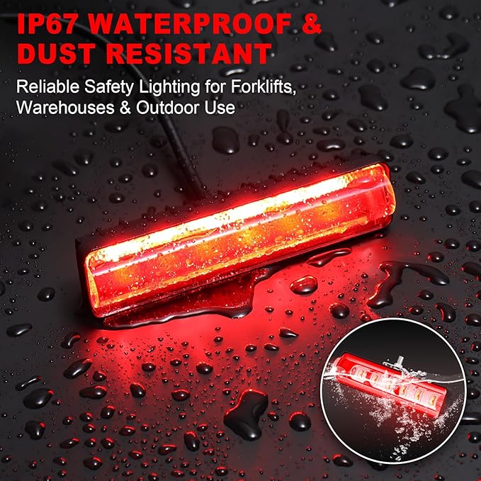 LED Forklift Safety Light Red for AGV Automated Guided Vehicle, Forklift Truck, Industrial Lift, Warehouse Safety, IP67 Waterproof, Aluminum Housing (2PCS)