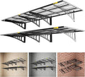 2x3ft Adjustable Rail Wall Garage Storage Shelf, for Tool Room, Storage Room, Store Supermarket Wall Storage Shelving Rack (4 Pack-Black)