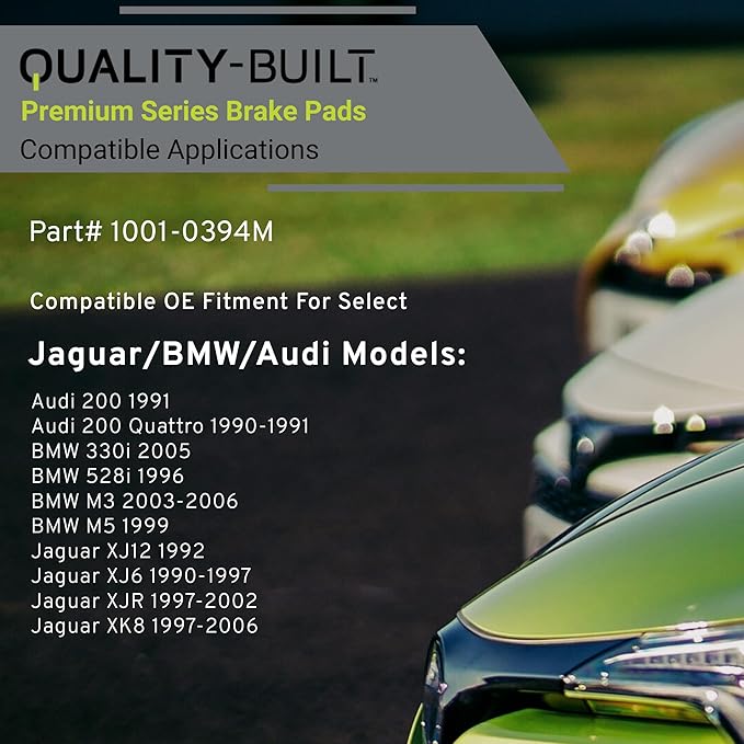 Premium Semi-Metallic Front Brake Pads (1001-0394M) Compatible with 1990-2006 Audi/BMW/Jaguar (200/200 Quattro/330i/528i/M3/M5/XJ12/XJ6/XJR/XK8)