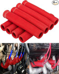Spark Plug Wire Heat Sleeve - 8 PCS 2500° Spark Plug Wire Heat Shield, 6 Inches Spark Plug Wire Boots Protector Protection Cover Replacement for LS1 / LS2 SBC BBC 350 454 Car Truck, Red