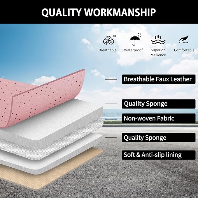 Pink Car Seat Covers,5 Seats Universal Seat Covers for Cars,Luxury Leather Comfortable Automotive Car Seat Protector Universal Fit for Most Cars SUV Sedans
