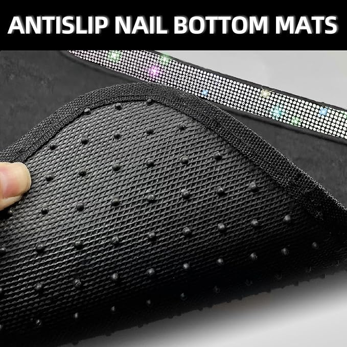 NBTEPEM Multicolor Bling Car Floor Mats Full Set, Universal Fit Most Cars,SUV, Trucks, 4 pcs Sparkle Glitter Diamond Carpet for Women Girls with Anti-Slip Pad (Colorful Diamond)