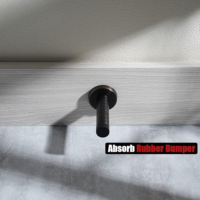 JQK Door Stopper Oil Rubbed Bronze, 304 Stainless Steel Thicken 1mm Sound Dampening Door Stop Bumper Wall Protetor 4 Pack, ORB, DSB5-ORB-P4