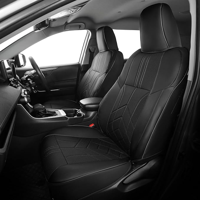 for Toyota RAV4 Seat Covers 2013 2014 2015 2016 2017 2018 RAV 4 XLE SE Limited Platinum Adventure (not for LE&Hybrid) - Custom Leather Car Seat Covers Full Set - Black