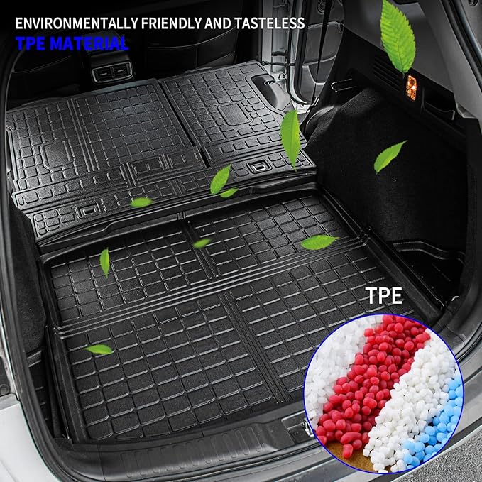Rongtaod Cargo Mat Compatible with 2017-2022 Honda CRV Trunk Mat Cargo Liner Trunk Liner TPE All Weather Seat Back Cover Protector 2021 CR-V Accessories (Trunk Mats+Backrest Mats)