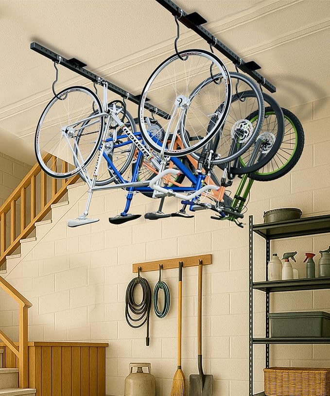 Bike Rack Celling Mount for Garage, Indoor Hangers Storage for 8 Bicycles, Heavy-duty Adjustable Bike Hooks for Garage Ceiling Support up to 640 lbs