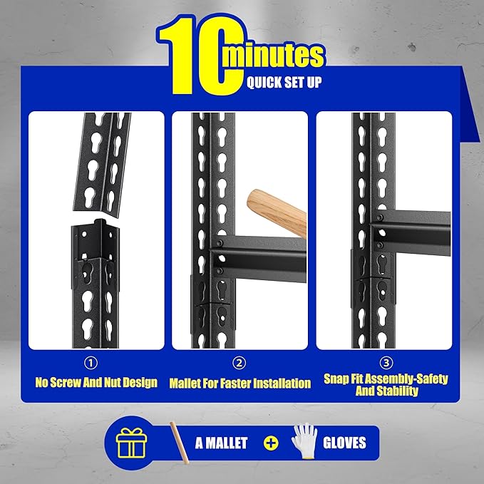 48" W Garage Shelving Heavy Duty, 3000LBS Loads Shelving Units and Storage Racks, 5-Tier Metal Garage Storage Shelves, Industrial Utility Shelf,48" Wx24 Dx78 H