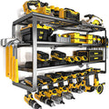 YYR 4 Layer Power Tool Organizer Wall Mount, Cordless Drill Hanger Storage Rack, Battery Tools Holder with Charging Station Shelf for Garage Organization, Workshop, Pegboard, Shed - 32 Inch 8 Slots
