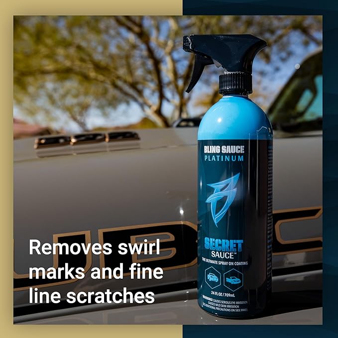 Bling Sauce Platinum: Secret Sauce, High-End Ceramic (Si02) Coat plus Surface Protection with High Gloss Shine, 24oz, for Painted Surfaces, Cars, Trucks, Motorcycles