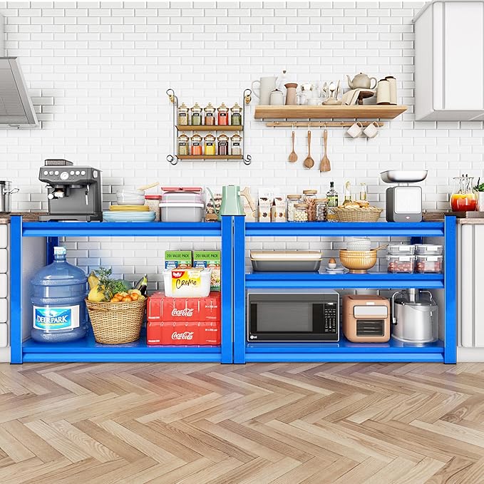 Garage Shelving Heavy Duty，Large Loads Adjustable Garage Storage Shelves, Metal Storage Racks and Shelving Units, Utility Rack Shelves,48”W x 18”D x 39”H,Blue