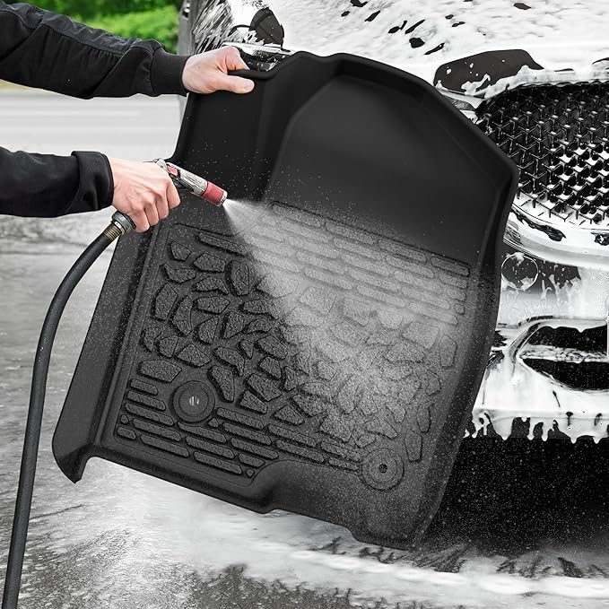AUTOSAVER88 Floor Mats Fit for Chevy Silverado/for GMC Sierra 1500 2019-2025 Crew Cab, Chevrolet Silverado/GMC Sierra 2500HD/3500HD 2020-2025 Crew Cab, Rear Row w/Factory Carpeted Storage, Black