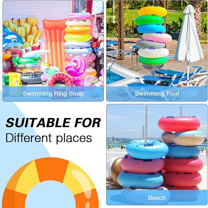 Pool Float Storage Rack 13 x 78 Inch Pool Float Holder Stainless Steel Equipment Holder Water Filling Base Portable Scalable Outdoor Rack for Swimming Outdoor Storage (Gray)