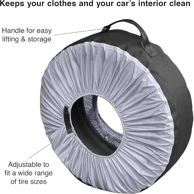 Kurgo Seasonal Tire Tote | Spare Tire Cover | Portable Wheel Bags | Winter Tire Cover | Eco-Friendly Tire Totes | Handle for Easy Transportation | Universal Fit