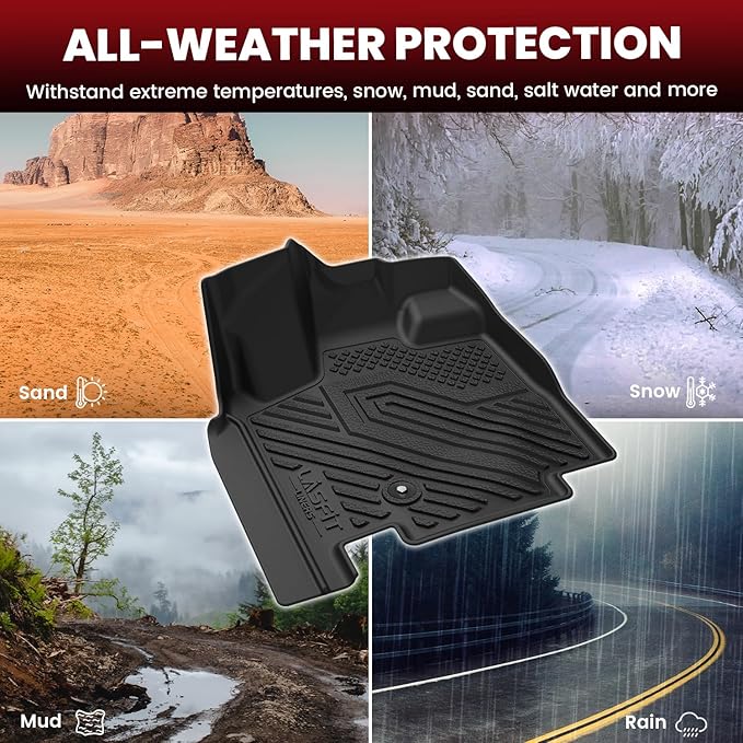 LASFIT Floor Mats Fit for Chrysler Town & Country 2008-2016/Dodge Grand Caravan 2008-2020, All Weather TPE Fit Floor Liner for Chrysler Town & Country & Dodge Grand Caravan 3 Row Car Mats, Black