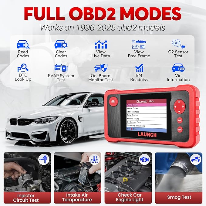 LAUNCH CRP123 V2.0 Plus Elite OBD2 Scanner, 2025 New Full System Lifetime Free Update Scan Tool with 3 Reset Oil Service, Throttle Adaption, SAS Relearn, Car Scanner for All Cars