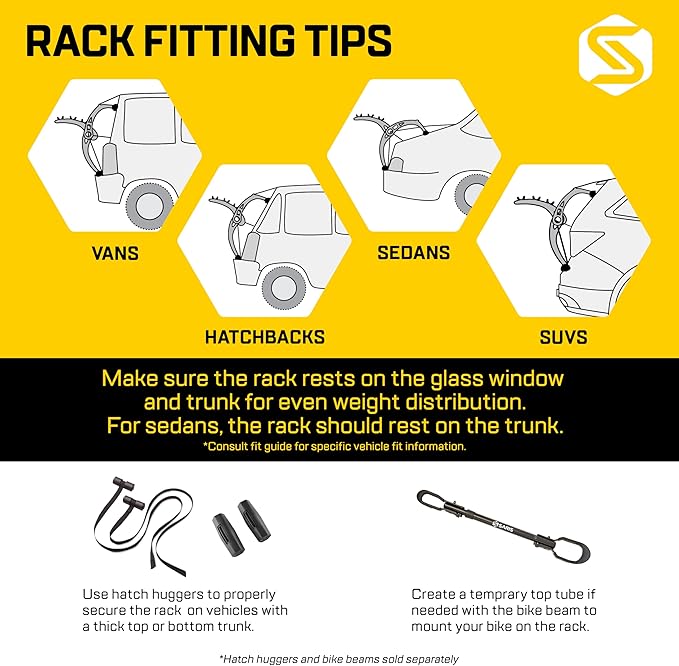 Saris Bones EX 2-Bike Trunk Rack Bicycle Carrier, Durable, Rust-Free, Anti-Sway Straps, Made in USA, Arc-Based Design, 100% Recyclable Materials