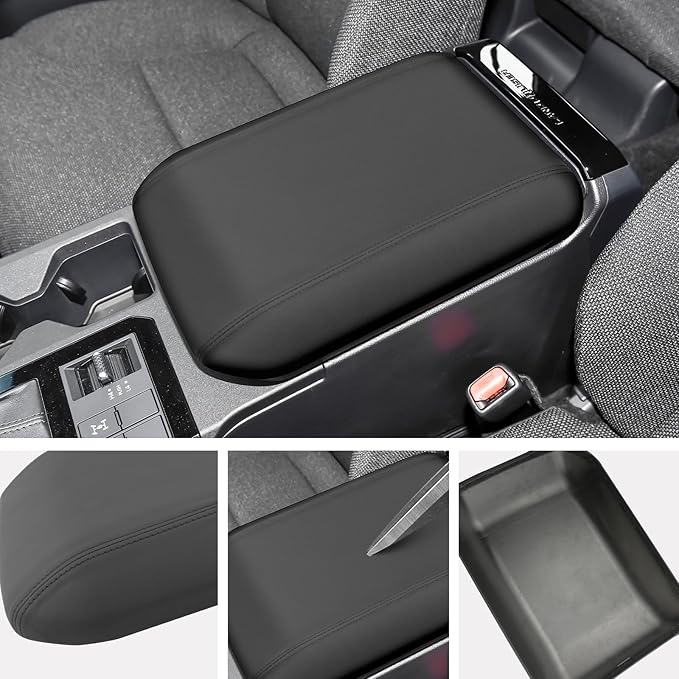 SXCY for 2024 2025 Land Cruiser Armrest Cover for Toyota Land Cruiser 2025 Accessories 2024 2025 Land Cruiser Center Console Cover 2025 Land Cruiser Middle Console Cover (Black Leatherette ABS)