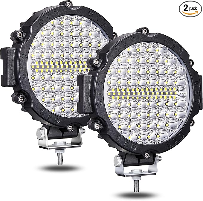 7 Inch Round LED Offroad Lights, LED Light Pods 120W 10000lm for Truck ATV UTV RV SXS Car Off Road Driving Light, Off-Roading Fog Tractors Work Lights Flood Beam, 2 Pack