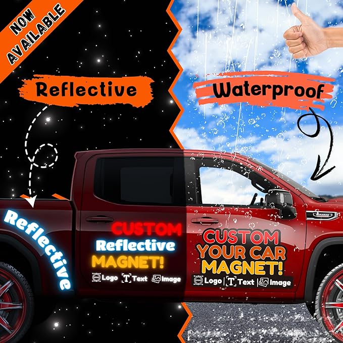 Custom Car Magnet with Your Logo ║ Advertise Your Business Vehicle Magnetic ║ Professionally Printed for Your Car Van Truck ║ Reflective Option Available║ We Print All Made in The USA
