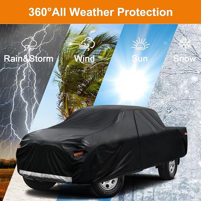 Kayme Truck Cover Custom Fit Ford F-250(1999-2025) Super Cab Long Bed. Full Exterior Heavy Duty Outdoor Pickup Truck Car Cover Waterproof All Weather.Car Tarp for Wind Sun Dust Protection.Black