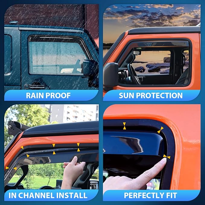 Nilight in Channel Rain Guards for Ram 1500 2009 2010 2011 2012 2013 2014 2015 2016 2017 2018 Crew Cab, 2019-2023 Ram 1500 Classic Body, Original Window Deflectors, Vent Window Visors-4PCS