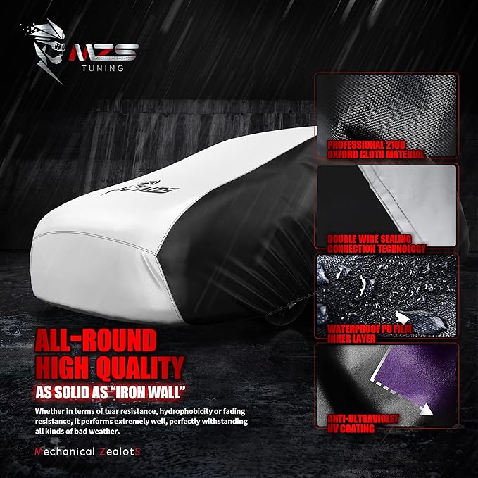 MZS Hatchback Car Cover for Automobiles, All Weather Waterproof Protection Cover fits up to 171 inch Hatchback, Two Tone Full Exterior Covers with Rain Sun Wind Proof Vents Adjustable Buckle