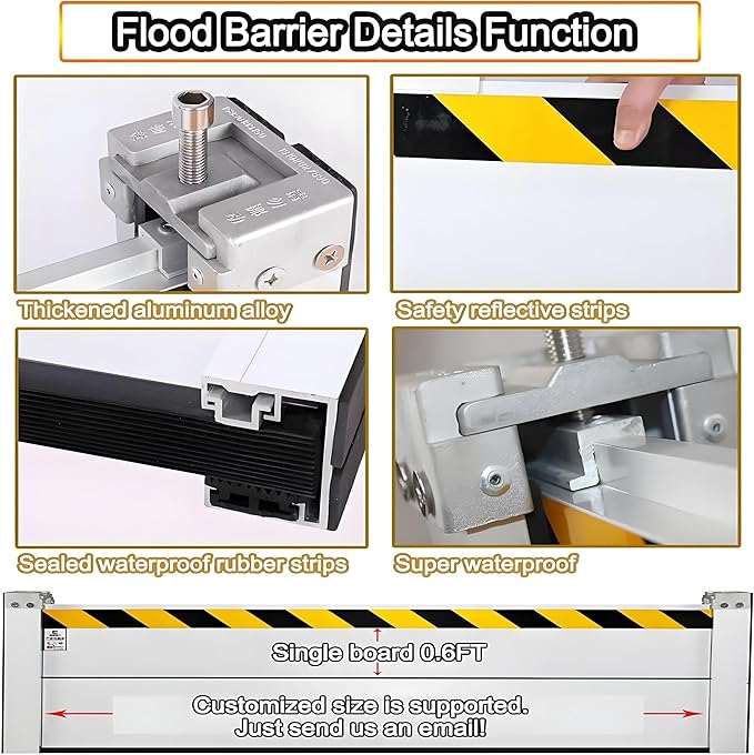Flood Barriers for Home Exterior,Aluminum Alloy Outdoor Garage Doors Water Barriers for Flooding(H47.2Inch,L14FT)