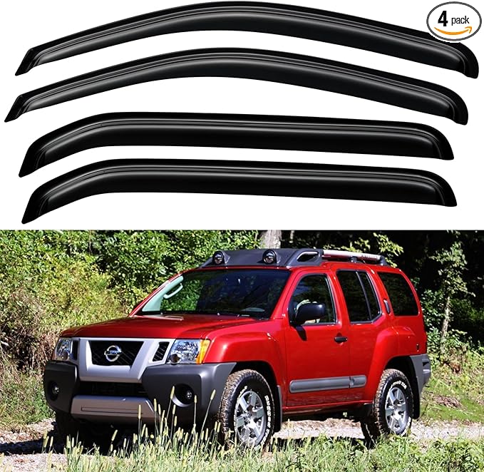 Window Visors Rain Guards Shield for 2005-2016 Nissan Xterra, Out-Channel Window Vent Wind Deflectors Visors Shades for 05-16 Nissan Xterra