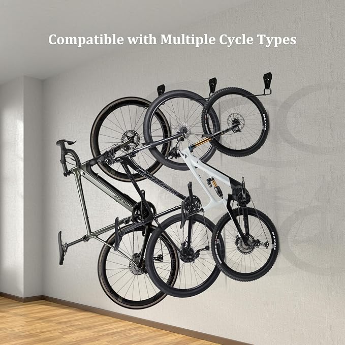 Bike Rack Wall Mount Garage Bike Hook Storage Hanger Space Saving Vertical Bike Rack Organization for Road/Mountain/Folding Bike, Holds Up to 77 Lbs