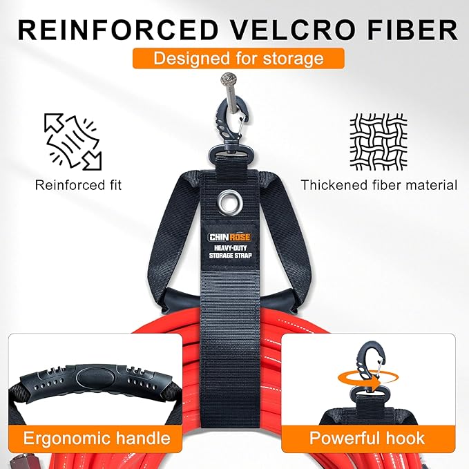 Extension Cord Holder Organizer 3 in 1 Multifunction, 4 PCS Heavy Duty Storage Straps with Carrying Handle and Grommet Fit Extension Cords, Cables, Ropes, Garden Water Hoses Carrying and Hanging