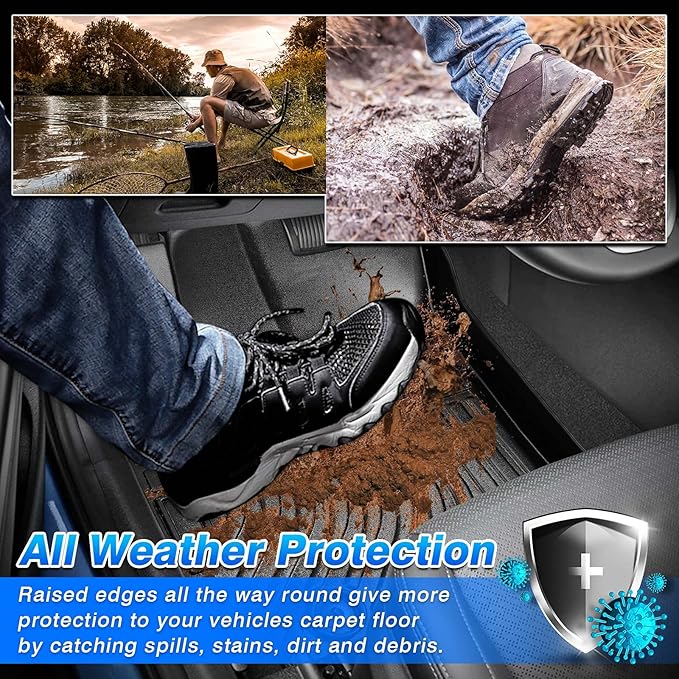 Cartist Floor Mats Compatible with Ford Bronco Sport 2021-2024 2025 2026 All Weather Floor Liners for Ford Bronco Sport Accessories 1st and 2nd Row Carpet Protection Mat Set