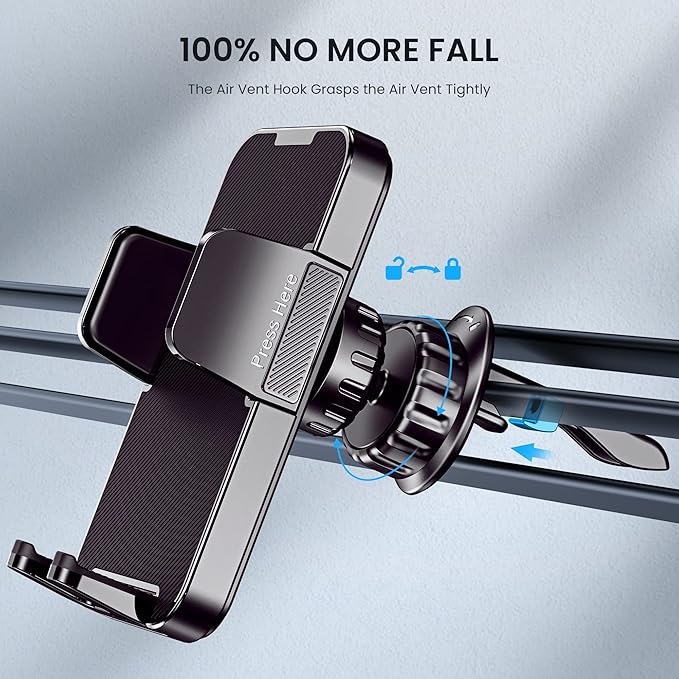Car Phone Holder - Upgrade Clip Never Fall Air Vent Mount for iPhone Android Smartphone