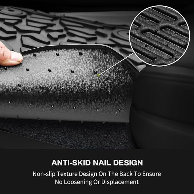 AUTOSAVER88 Floor Mats Fit for Chevy Silverado/for GMC Sierra 1500 2019-2025 Crew Cab, Chevrolet Silverado/GMC Sierra 2500HD/3500HD 2020-2025 Crew Cab, Rear Row w/Factory Carpeted Storage, Black