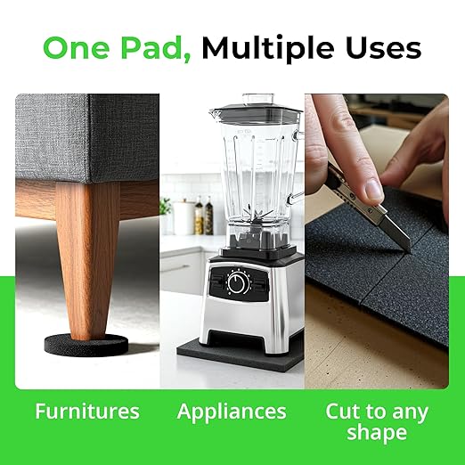 XCEL 4 Pack 12" x 12" x 1/4" Self Stick Foam Rubber Pads with Adhesive Versatile Adhesive Foam Rubber Pads Sheets for Appliances and Furniture, Neoprene Foam Pads Adhesive