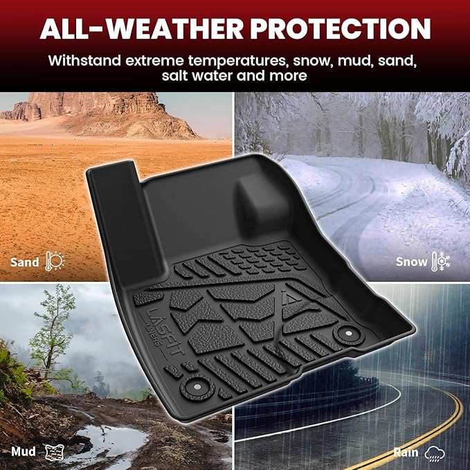 LASFIT Floor Mats for Ford Maverick 2022-2025(for Gasoline Models Only) All Weather Car Floor Pretoctor TPE Truck Liners for Ford Maverick Gas, 1st & 2nd Row Black