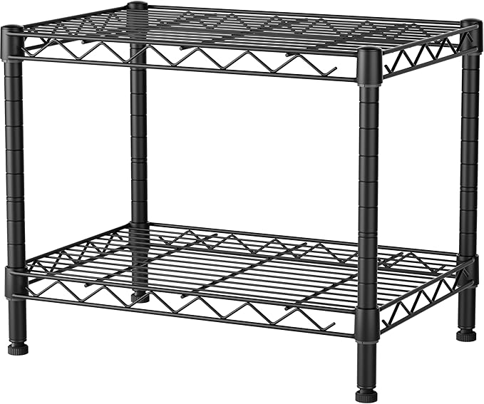SINGAYE 2 Small Wire Shelves Kitchen Pantry Close Home Organizers and Storage Bathroom Shelf Laundry Room Organization Adjustable Book Metal Garage Shelving Unit