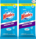 Windex Glass and Surface Ammonia-Free Pre-Moistened Wipes, Crystal Rain Fresh Scent, 25 Count (Pack of 2)