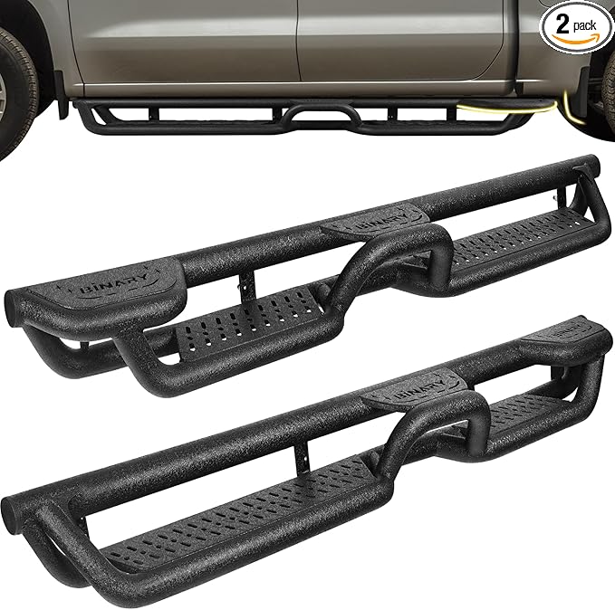 BINARY STAR 90 Inch Running Boards Compatible with Vehicle 2022-2025 Toyota Tundra CrewMax Cab, Wheel to Wheel Truck Side Steps. Tundra Side Steps Step Bars Made wirh Carbon Steel.