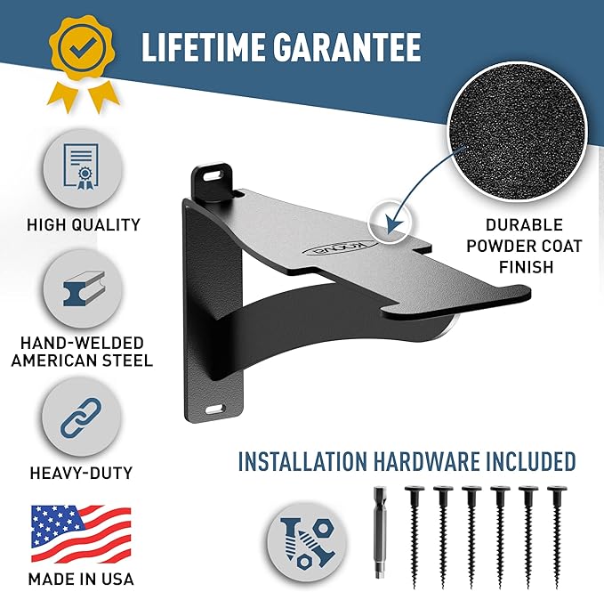 Koova Wall Mounted Tote Rack Storage System, Fits 27-Gallon Black and Yellow Commander Style Bins, Wall Mount Bracket Shelves for Garage Organization, Heavy Duty Steel, Made in USA (1-Piece Add-on)