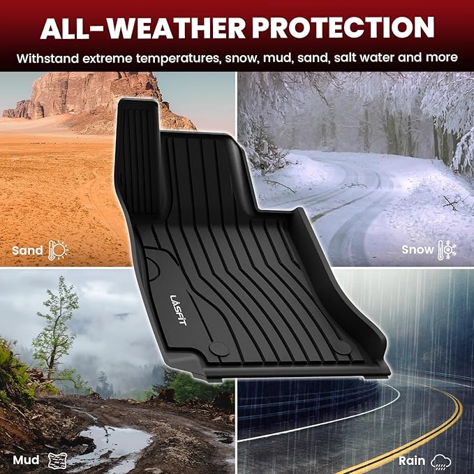 LASFIT Floor Mats for Mercedes Benz C Class 2026 2025 2024 2023 2022 C300 / C43 AMG / C63 AMG S / C63 AMG S E (Sedan Only), All Weather TPE for Floor Liners for C Class Car Mats, 1st & 2nd Row Set