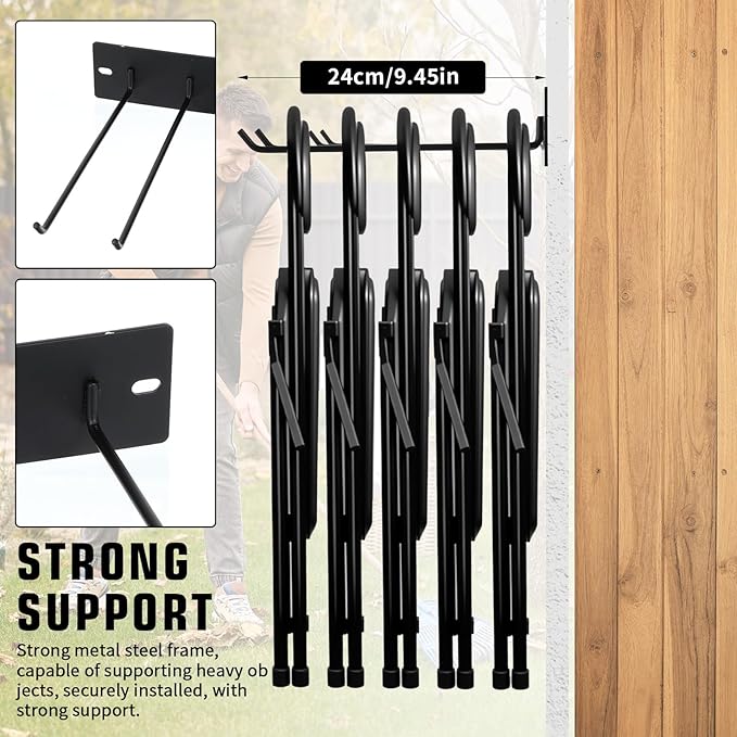 Folding Chair Storage Rack for Chair Organization and Garage Wall Mount Storage, Garden Tool Rack Organizer (2 Pack)