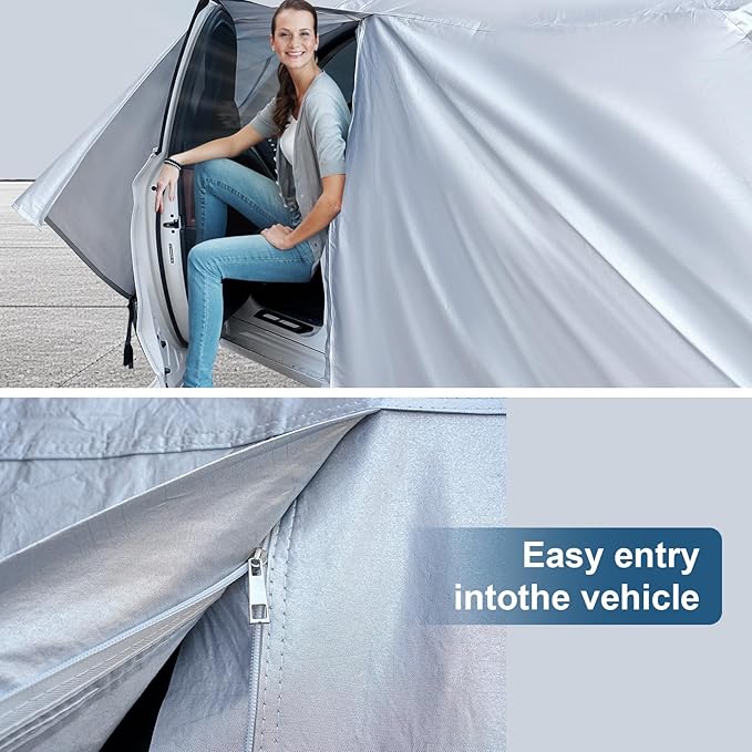 AUQDD 6-Layers Premium Sedan Car Cover Waterproof All Weather Weatherproof UV Sun Protection Snow Dust Storm Resistant Outdoor Exterior Custom Form-Fit Full Padded Car Cover with Straps 197"-208" K4