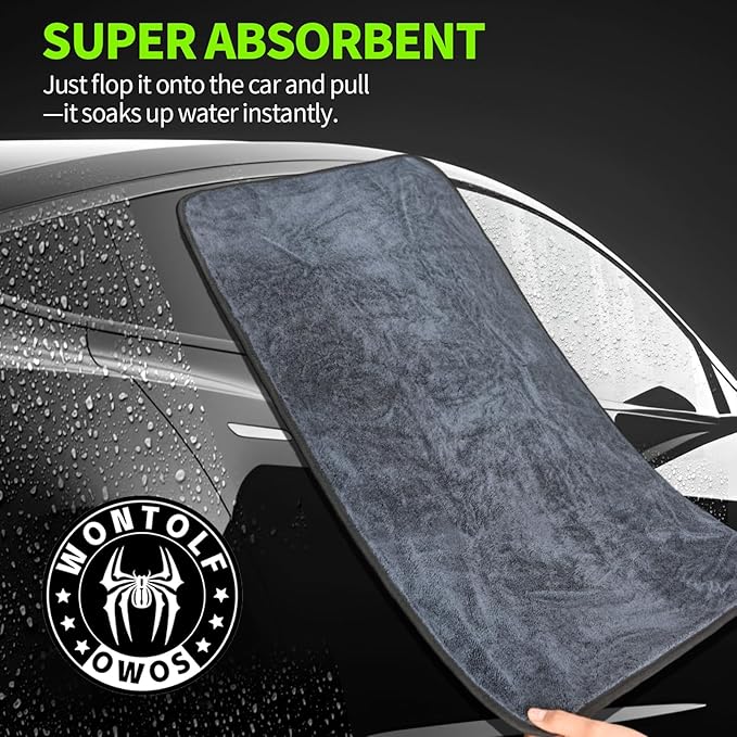 3-Pack Car Drying Towel, Ultra Absorbent Microfiber Towels for Cars (36" x 24"), Drying Towels Car Detailing, Streak Free, No Water Spots, Scratch-Free, with Storage Bag