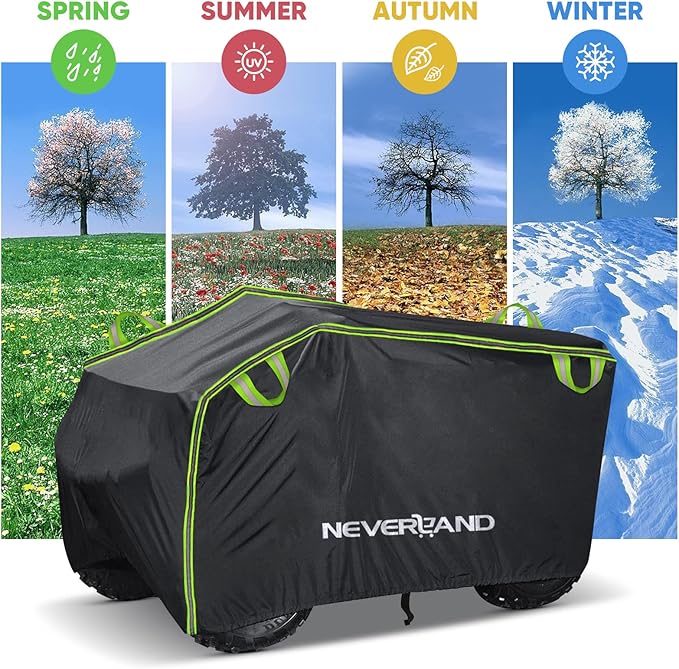 Neverland ATV Cover, Waterproof Heavy Duty 4 Wheeler Cover with Buckle, Dustproof Anti UV Windproof All Weather Outdoor Storage Quad Cover for Polaris Sportsman Yamaha Honda Coleman