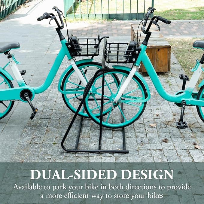 MyGift Large Metal Double-Sided Grid Bike Rack Stand, Freestanding Bicycle Storage Holder for Garage or Outdoor Parking with 6-Bicycle Capacity