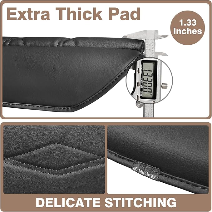 Muslogy Center Console Cover 1-Inch Extra Thick Armrest Pad Compatible with 2024 2025 Volkswagen Atlas & Cross Sport Arm Rest Cushion Padding Anti-Scratch Console Leather Lid Protector