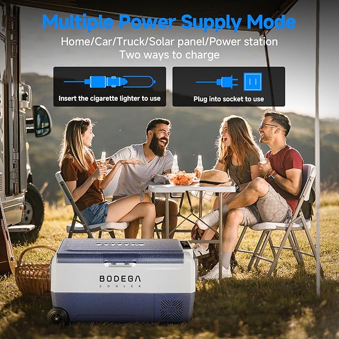 BODEGACOOLER 12 Volt Car Refrigerator,38 Quart Portable Freezer Fridge,Car Fridge Dual Zone WIFI APP Control,(36L)-4℉-68℉Car Cooler 12/24V DC and 100-240V AC for Outdoor,RV,Travel,Camping