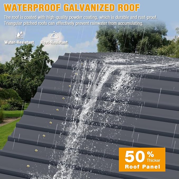 EBE 10 x 15 FT Outdoor Carport, Heavy Duty Metal Carports with Galvanized Steel Roof, Carport Canopy Garage Shelter Shade for Car, SUV, Truck, Boats and Tractors