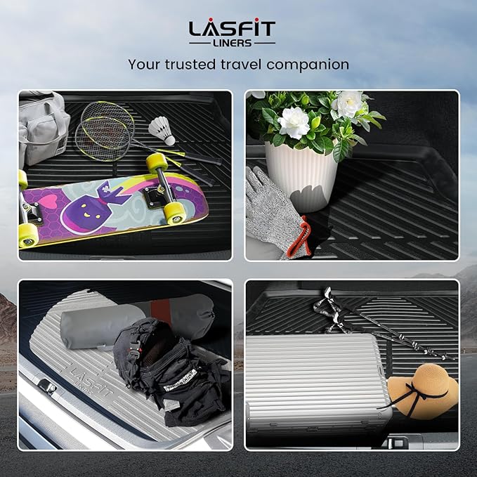 LASFIT Cargo Mat and Backrest Mat for Mazda CX-90 / CX 90 PHEV 2024 2025 7&8 Seats(Not for 6 Seats) TPE Custom Fit All Weather Trunk Mat Liner Waterproof CX90/CX90 PHEV Cargo Tray Accessories, Black