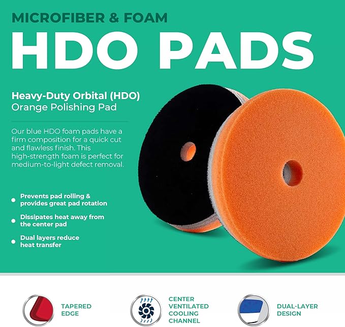 Lake Country 5.5" HDO Orange Foam Polishing Pad (1-Pack) – Premium Heavy Duty Orbital Polishing Pad for Painted Surfaces – Fits 5" Backing Plate